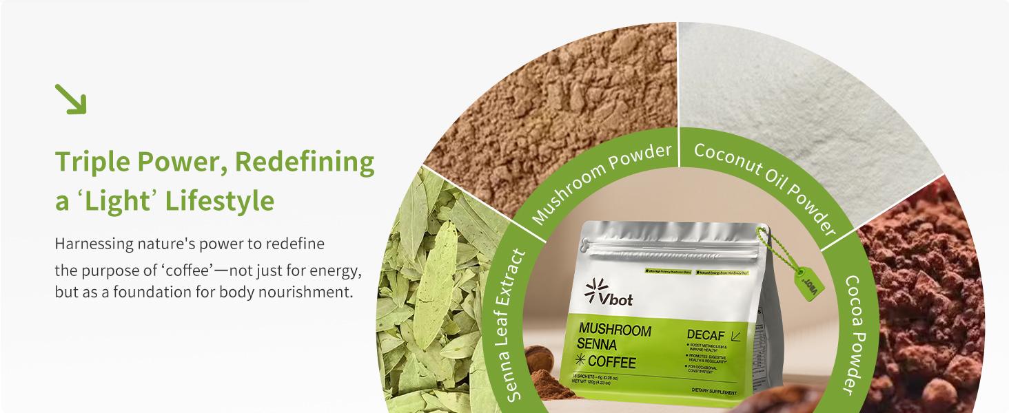 VBOT-Super Organic Mushroom Coffee-Cleansing|Purifying|Detoxifying-Pure Herbal Extracts + Mushrooms- Perfect Formulation- Enhances Immunity|Promotes Healthy Bowel Movements and Intestinal Health-Safe and Effective-Herbal Supplements Beverage Powder