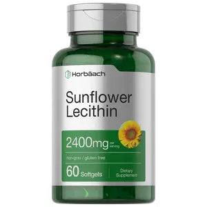 Horbäach Sunflower Lecithin Softgel Capsules | 2400mg | 60 Pills | Naturally Occurring Phospholipids | Non-GMO, Gluten Free Supplement