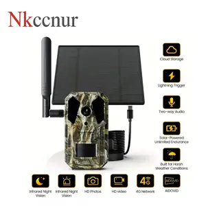 Nkccnur 4G Trail Camera IPX65 Waterproof Solar HD Video with Tree Stand Audio & Motion Alerts for Smartphone App Control