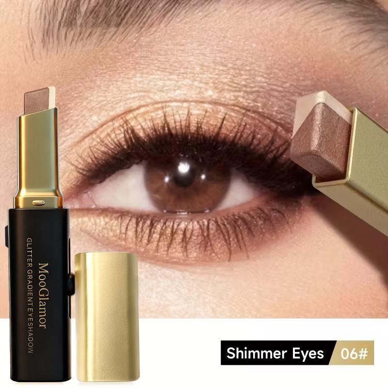 MooGlamor Smooth Two Color Eyeshadow Stick Set Long Lasting Makeup Waterproof Mate Highlighter Glossy EyeShadow Pencil Suitable For Beginners Cosmetic