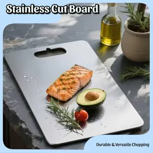 Cutting Board,Easy-to-Clean Stainless Steel Reversible Cutting Board with Smooth Surface Suitable for Kitchen and Dining Area Use, Kitchen Essential