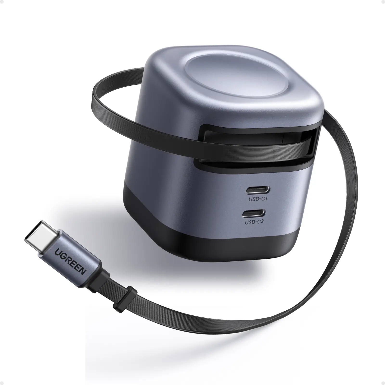 UGREEN Nexode Retractable 45W GaN Charger for iPhone 17, 3-Port USB C Fast Charger with 2.26ft Cable for iPhone 17/16/15/14/13 Series, Samsung Galaxy S25/24 Ultra, Pixel, iPad, Space Grey summerwins