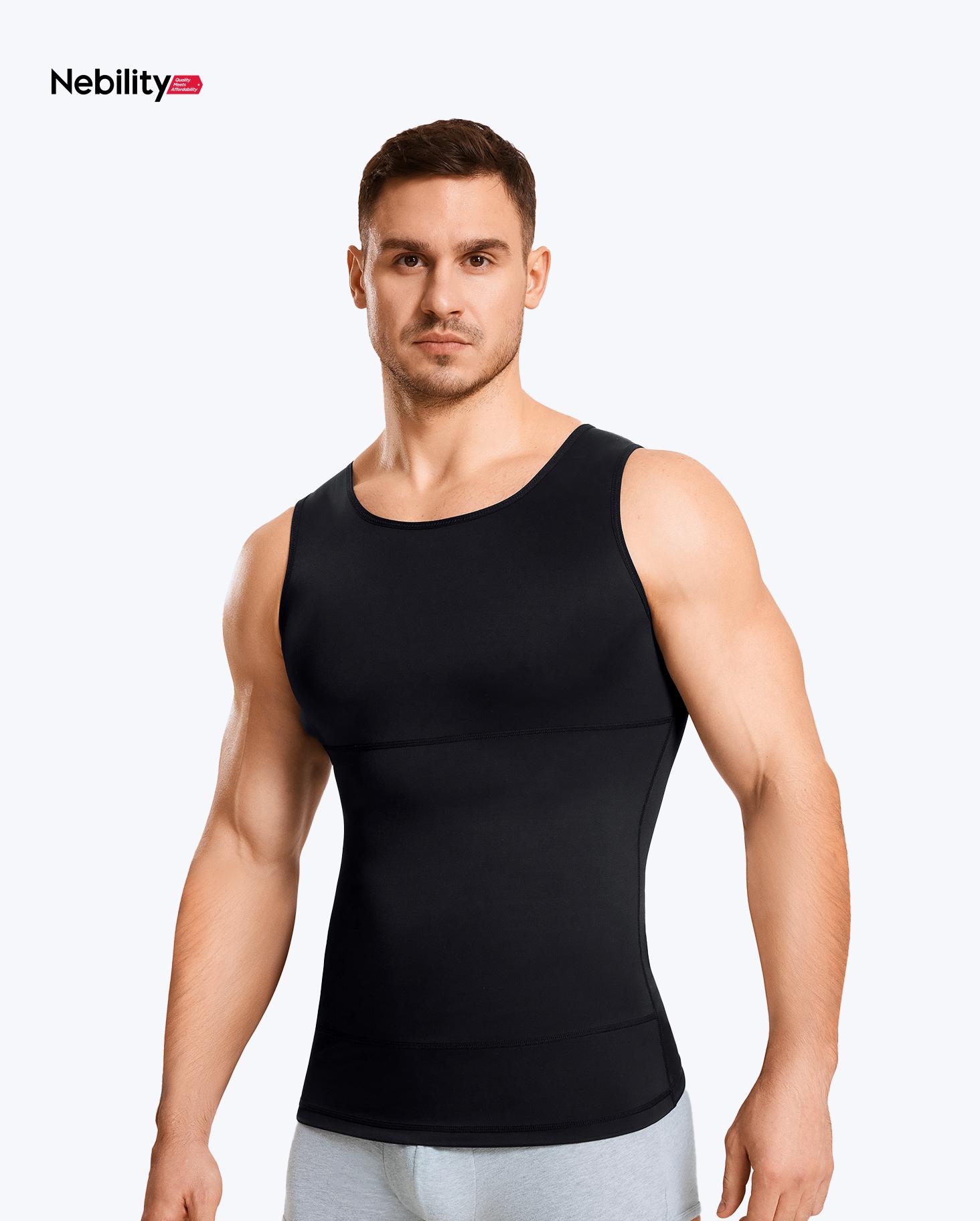 【Nebility】 Men’s Silky Soft Compression Shapewear Tank, Slimming Body Shaper Vest with Waist & Chest Support, Stretchy, Odor-Resistant, Breathable Muscle Tank for Daily Comfort, Menswear, Tanktop SpringStatements