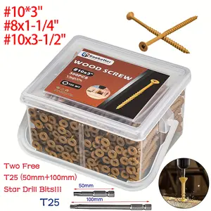 Tan Epoxy Coated Bronze Self-Tapping Deck Screws, Metal Wood Screws with T25 Star Drive, Class 5, Rust-Resistant Outdoor Fasteners with Ceramic Coating - for Easy Installation - Ideal for Wood Fasteni