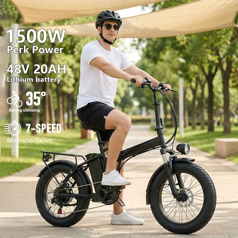 Hardcore Off-Road Electric Mountain Bike, 1500W Peak Power, 35km/h Speed, 48V 15Ah Battery, 45-65km Range, 2-Person Seat, LED Lighting, 20-Inch Tires, Full Suspension, Reliable Brakes sohochic