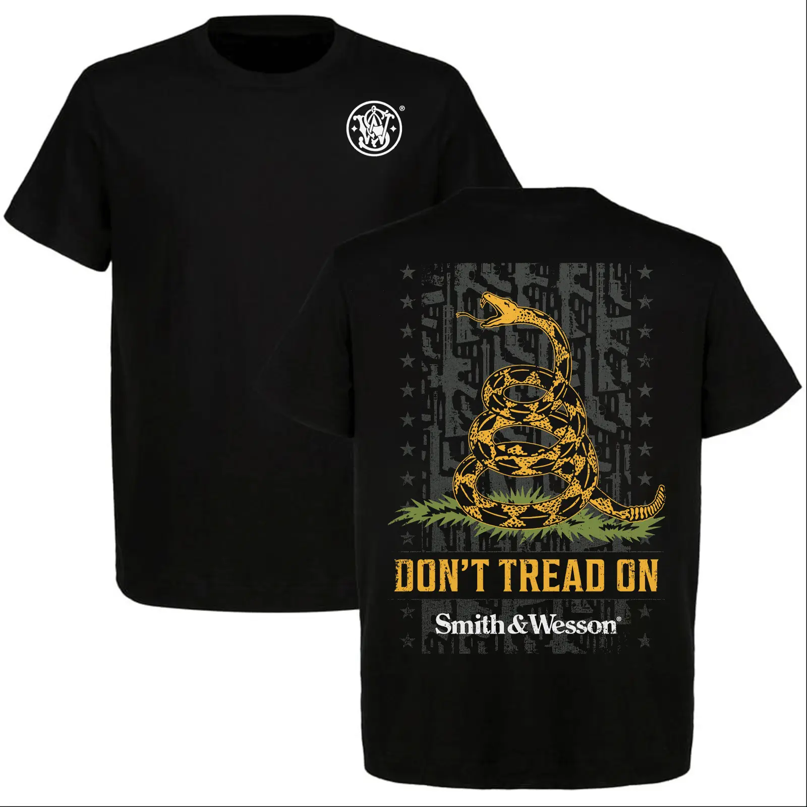 Smith & Wesson Patriotic Snake Graphic T-Shirt, Don't Tread On Me Tee, Tactical Style, Made in USA