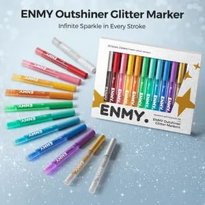ENMY Glitter 12 Color Markers High Saturation Pearlescent Light Valve Sparkling Pen for Hand Drawn Graffiti DIY Creations