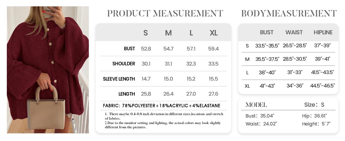 BTFBM Womens Oversized Cardigans  Fall Winter Outerwear Lantern Long Sleeve Button Down Chunky Knit Sweaters Coats