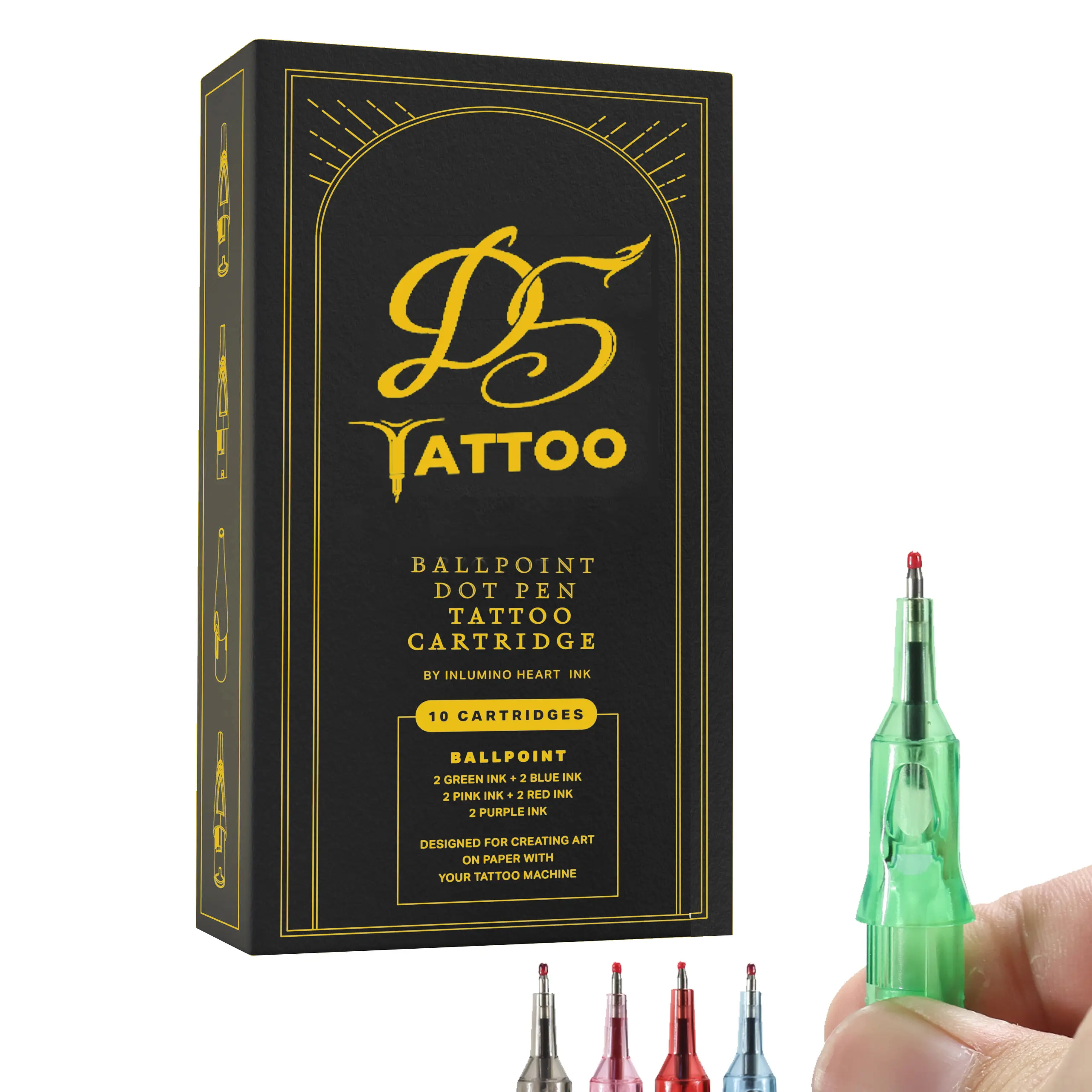 Beginner Professional Tattoo Practice Pen Kit - Microblading Beauty Makeup Tool with Mixed Colors (2 of Each Color) for Eyebrow & Lip Training