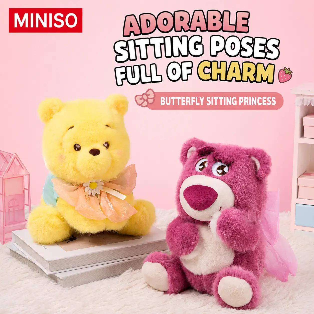 Disney Winnie the Pooh Sitting Plush Toy, Soft Cuddly Stuffed Bear Doll for Bed, Sofa, or Room Decor, Cute Collectible Gift for Kids, Girls, and Fans, Back To School