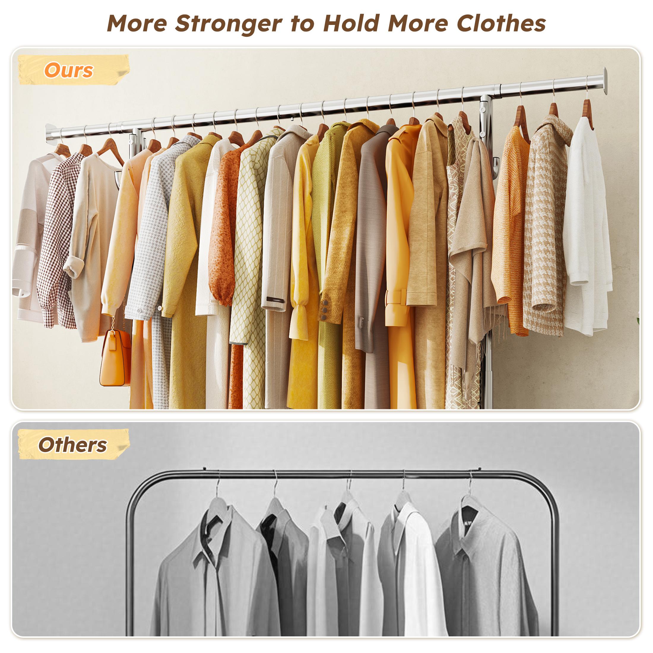 BePatio Clothing Rack for Drying,  Extendable & Height Adjustable Coat Clothing Rack with 4 Hooks for  Bedroom,Laundry,Outdoor,Clothing Store, Clothes Racks for Closet Holds Up to 220LBS,Portable Rolling Garment Rack with Lockable Wheels