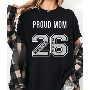 Unisex Proud Mom Jersey – Senior Class of 26 2026 Cotton T-Shirt