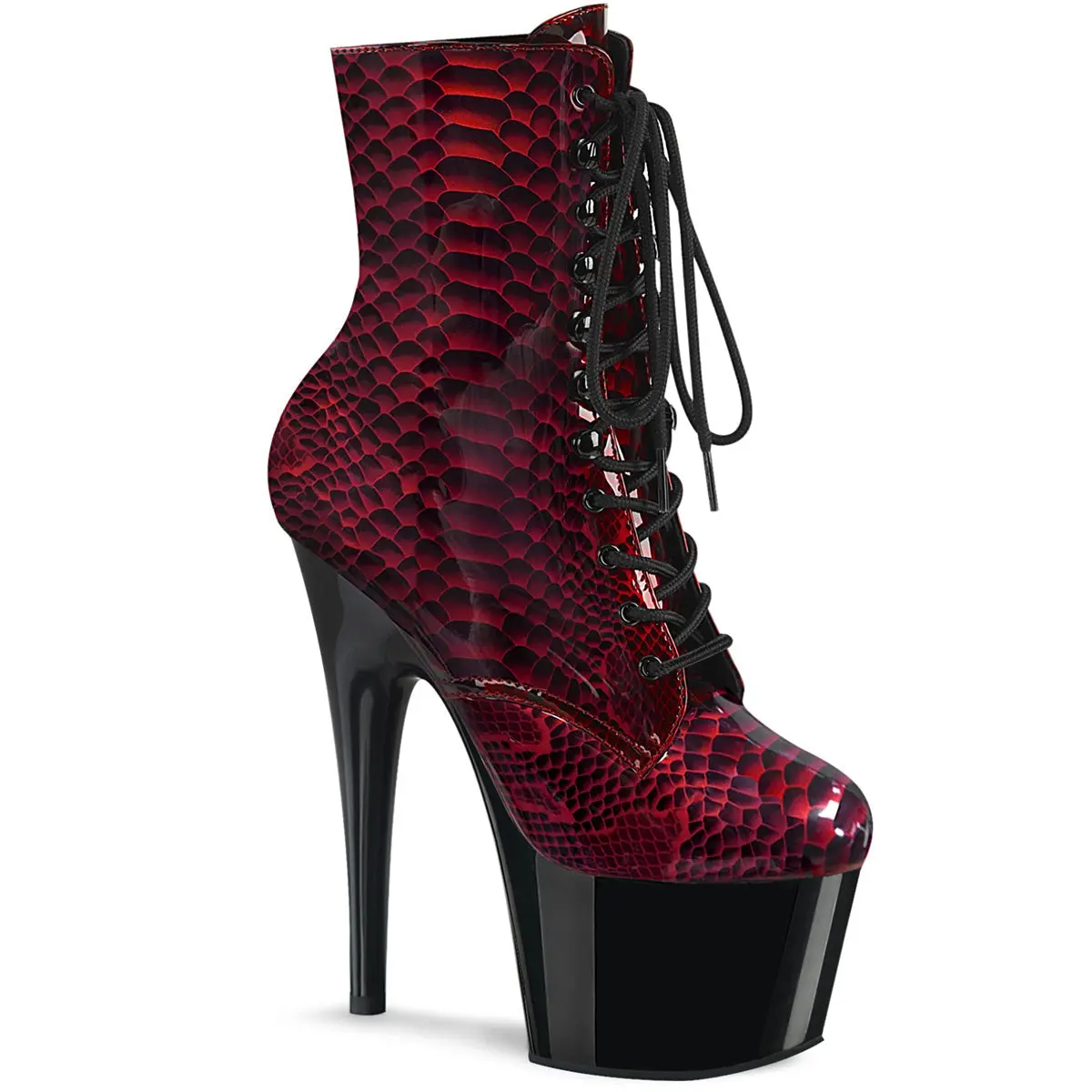 Pleaser Adore-1020SP Women's Lace-Up Python Lace Platform High Heel Ankle Boot, Bold Impression All-Seasons Women's Fashion Footwear
