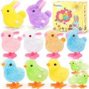 Tagitary Bunny and Jumping Chick Wind Up Toys Easter Plush Rabbit and Chicken Toy Toddlers Easter Egg Hunt Basket Party Favor Stocking Stuffers