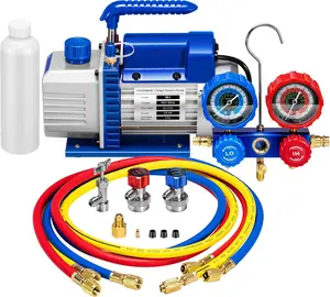 VIVOHOME AC Vacuum Pump and Manifold Gauge Set, 3.5 CFM 1/4 HP Single Stage Car AC Vacuum Pump Kit with 5ft Hoses for R134a R12 R22 R502, AC Service Kit for HVAC Mini Split Air Conditioner
