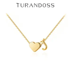 Turandoss Tiny Initial Necklaces for Women Golden Heart Letter A-Z Necklace Dainty Heart Name Necklace Personalized Initial Tag Pendant Birthday Gifts Anniversary Gifts Jewelry for Women Girls Valentine’s Day Gift SpringStatements