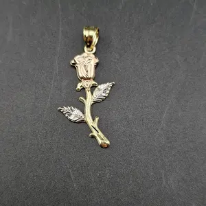 Gold 14k Rose Design Pendant for Everyday Wear - Elegant and Durable