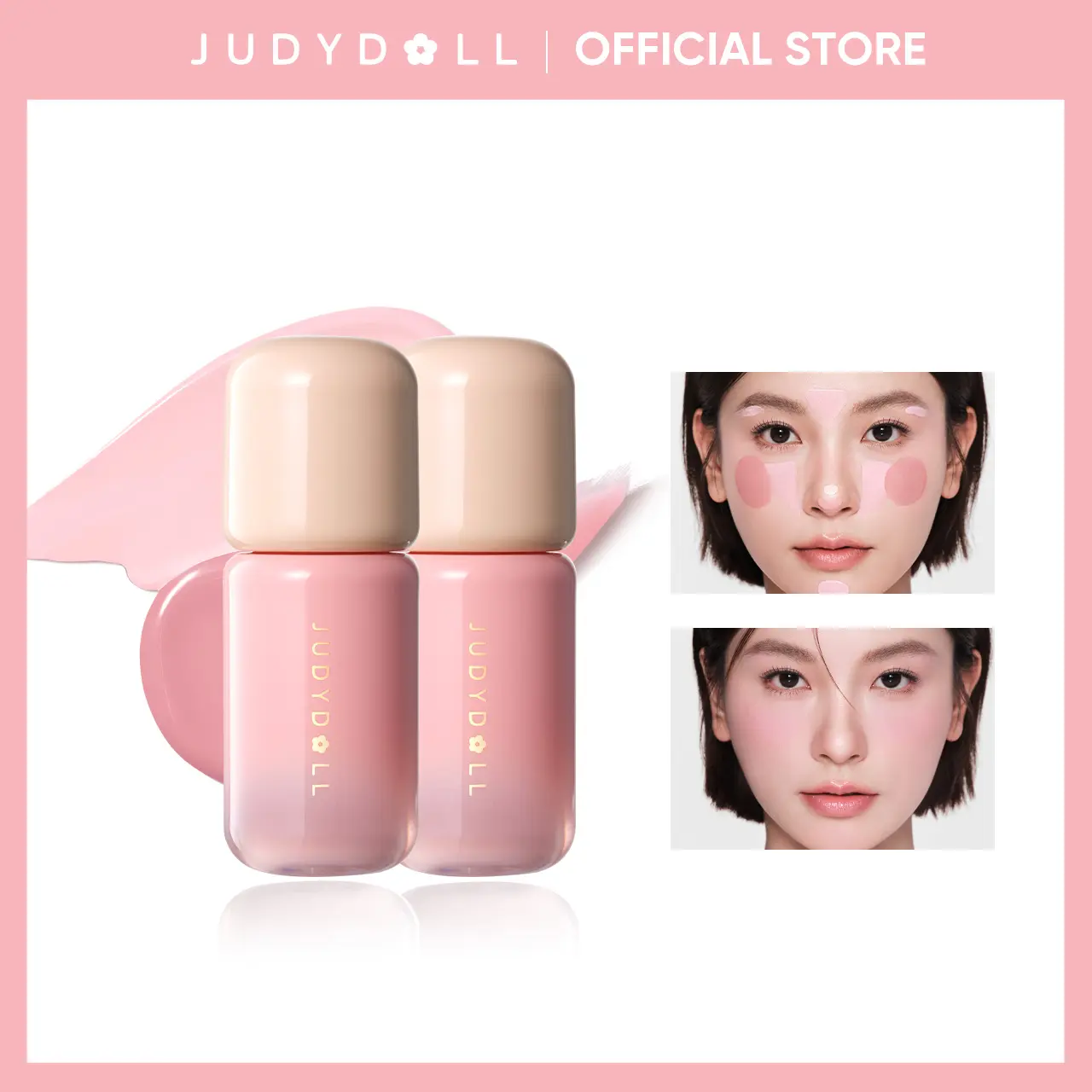 JUDYDOLL Liquid Blush Serum, Liquid Blush, Hydrating Serum Blush, Dewy Glow Finish, Lightweight, Clean Makeup, Long Lasting, Natural, Easy Blend with Brush Applicator, Soft Focus Cheek Color, Refresh Look, Summerwins,back to school