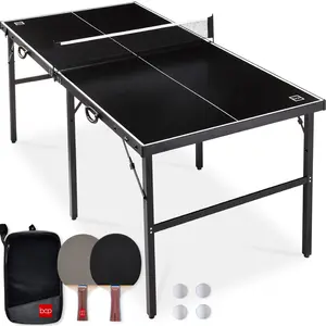 Best Choice Products 6x3ft Portable Ping Pong Table Game Set, Folding Table Tennis w/ 2 Paddles, Balls