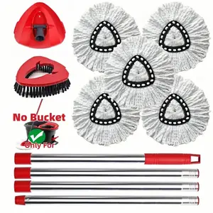 Rotatable Mop Replacement Heads Compatible with OcedaEasyWring 1-Tank System, 30-58" Mop Handle,ScrubBrush and Base Combo Set,Mop Refills Easy to Replaceand Cleaning