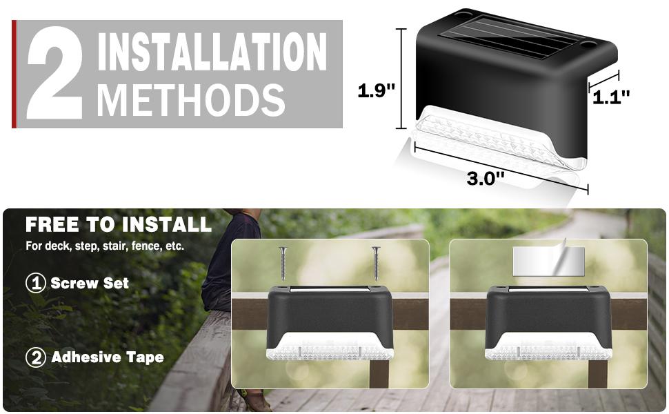 XTAUTO 20-Pack Outdoor Solar Stair Step Lights Waterproof LED Deck Lighting, 3000K Warm  Glow For Patio Garden Pathway Fence Deck Stairs Steps, No Wiring Easy Stick Mount, Bright Durable Solar Lights