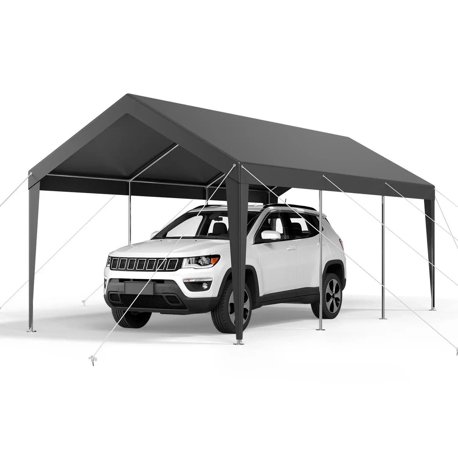 【summerfinds】VEVOR Carport, 10 x 20 FT Outdoor Car Canopy, Potable Carport, Heavy Duty Galvanized Car Shelter, UV-Resistant & Water-Resistant, All-Season Protection, Storage Shed for Car Boat Motorcycle Grey