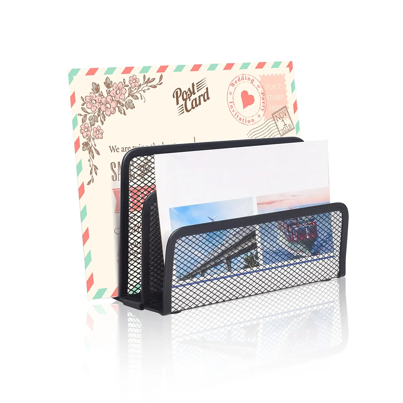 Desk Mail Organizer Small File Holders Letter Metal Mesh Document/Filing/Folders/Paper Organizer for Desktop