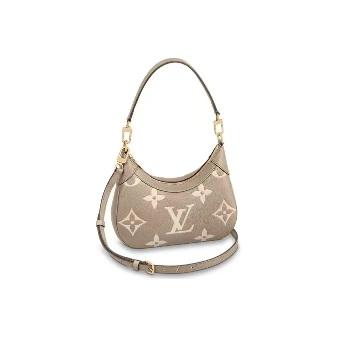 Pre-owned Louis Vuitton Calfskin Shoulder bags Bagatelle Beige Monogram Empreinte Leather Hobo Bag