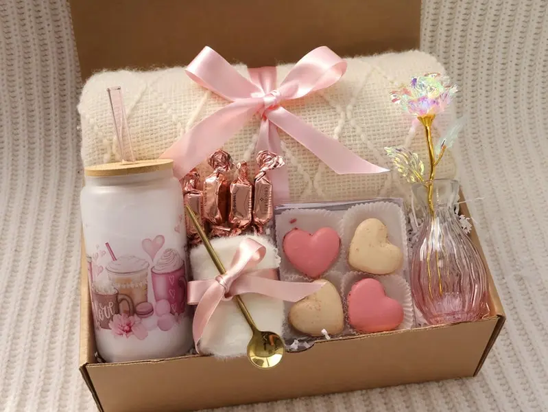 Cup of Love | Valentines Gift with Blanket for Her, Hygge Gift basket for women, Thinking of you care package, Birthday gifts for her