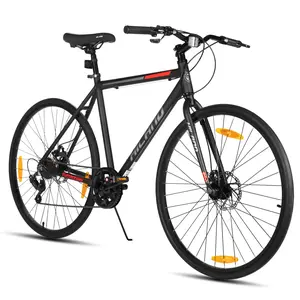 HILAND 700C Hybrid Road Bike - 7 Speed Urban City Commuter Bicycle for Men & Women, Mechanical Disc Brakes, Lightweight & Comfortable Adult Bike