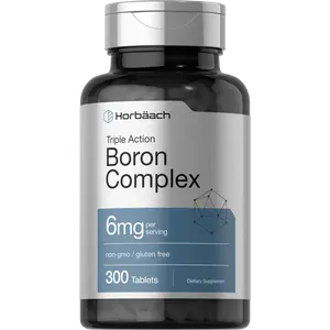 Horbäach Triple Boron Complex 6 mg Supplement | 300 Tablets | For Men and Women | Vegetarian, Non-GMO & Gluten Free | Triple Action Boron Citrate, Boron Glycinate, Boron Asparate