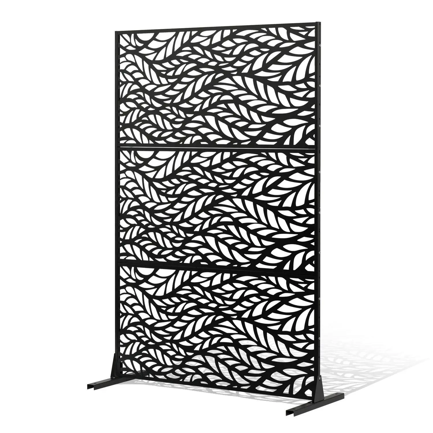 【SummerFinds】VEVOR Metal Privacy Screen,  , 47" Wx 72"H Outdoor Privacy Screens & Panels, Freestanding Outdoor Divider with Stand, 3-Panel Decorative Garden Steel Privacy Fence for Balcony Patio Indoor Room Black