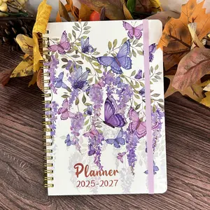 Pick a random one 3-Year Monthly & Weekly Spiral Notebook | Butterfly Wisteria Design | Cute Office Supplies for Women, Student Agenda Book Aesthetic 2025-2027 Planner office accessories  gift planning checklist schedule journal