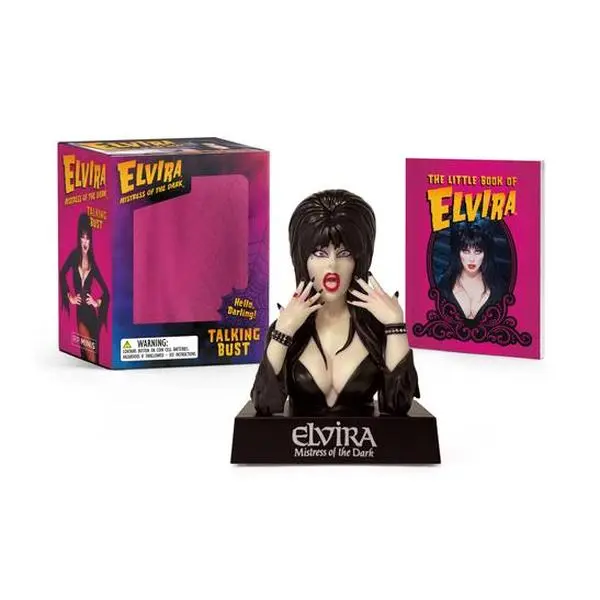 Elvira Horror Talking Bust Figurine - Cassandra Peterson Mixed Media Collectible, Button Cell Batteries Included, 3-Inch Bust, 8 Iconic Phrases, 4.42" H x 3.84" L x 1.94" W, 0.26 Lbs (Humanities & Social Sciences, History & Culture), Irresistible Gift For