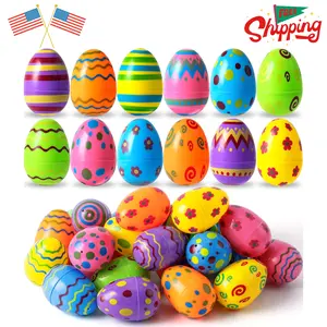 36 PCs Plastic Printed Bright Easter Eggs, Over 3.15'' Tall Fillable for Easter Hunt