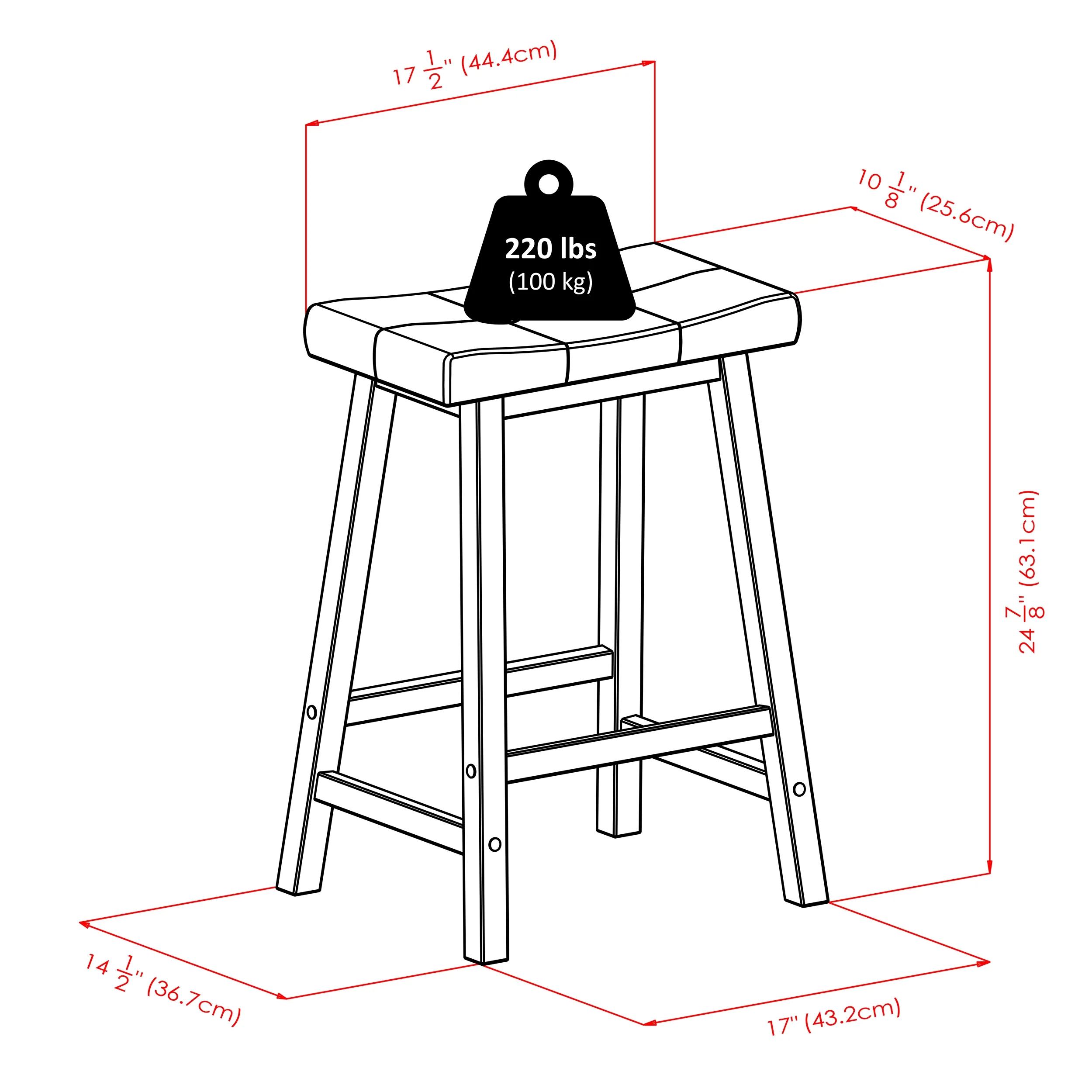 Wood Cushion Saddle Seat Counter Stool, Black & Walnut ，Modern Backless Upholstered Kitchen Counter Bar Stool