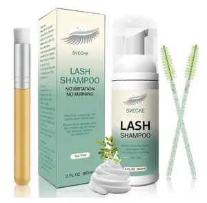 Lash Shampoo Kit Eyelash Extension Cleanser, Eyelash Shampoo for Lash Extensions, Lash Cleaner Eyelid Foam Cleaning Kit for Salon Home Use (Tea Tree)