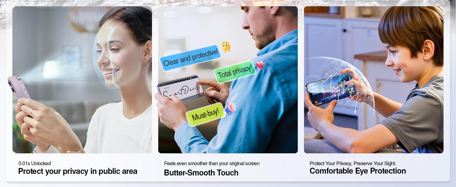 【Dust-free Fit Tray】2 Pack SmartDevil HD Clear Screen Protector for iPhone 17promax/17pro/16promax/16pro/15/15pro/14/13pro/13 Tempered Glass, Shatterproof Protection bubble-free Scratch Resistant 9H Hardness,Fast & Easy Installation, Anti-Spy Privacy Film