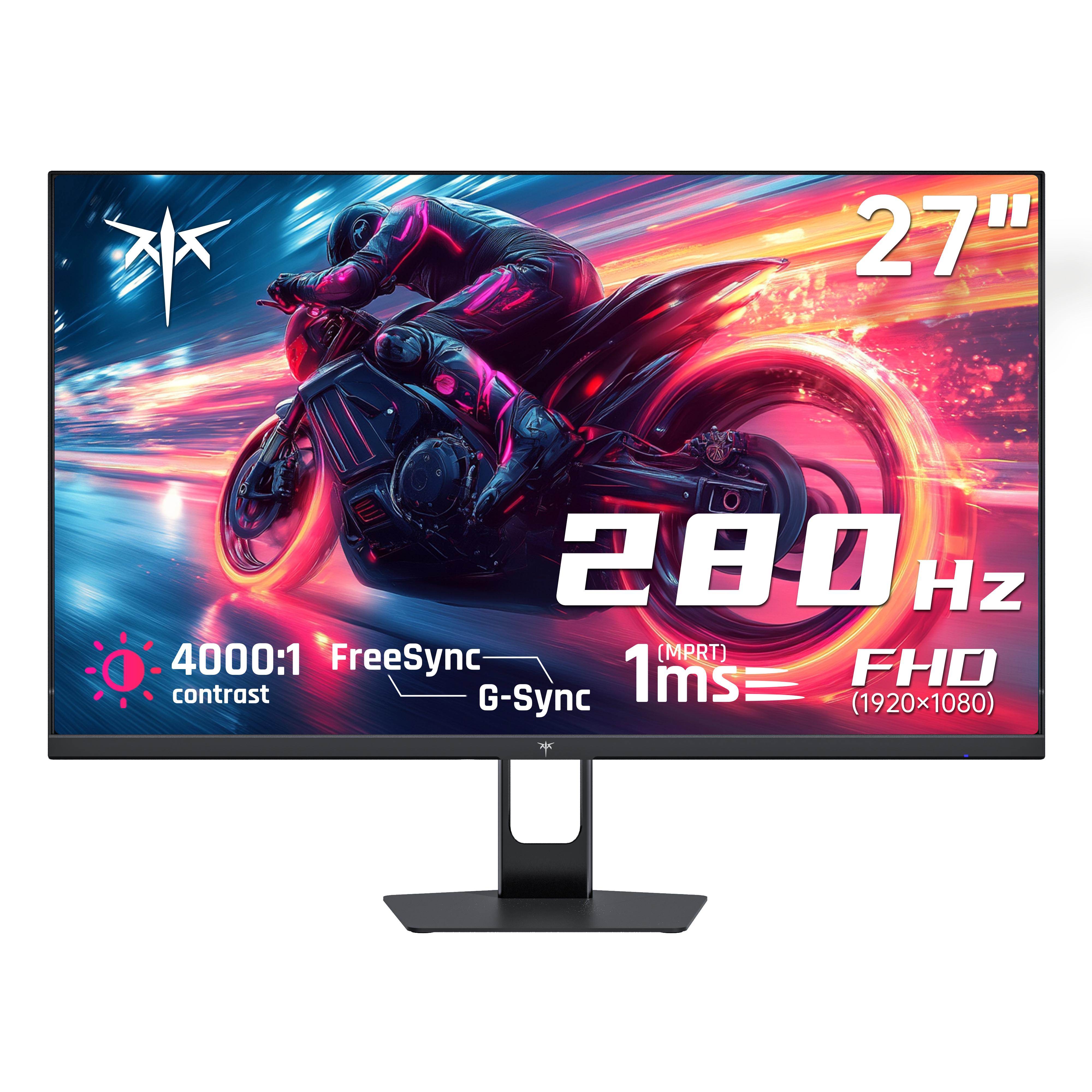 KTC 27" FHD 280Hz Gaming Monitor, FHD 1920*1080P 240Hz PC Computer Monitor, 1* DP 1.4@280Hz, 2* HDMI 2.0@240Hz, 3-year warranty