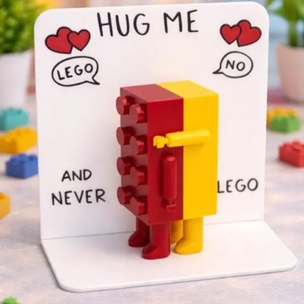 Valentine’s Day Brick Gift - Hug Me and Never LEGO - Perfect for Valentine's Day