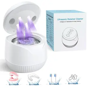 Dental Ultrasonic Retainer Cleaner Machine: 45kHz Dental Cleaning Pod with Digital Timer & 200ML, Deep Cleaning for Dentures, Aligners, Braces, Mouth Guards, Night Guards, Toothbrush Heads & Jewelry