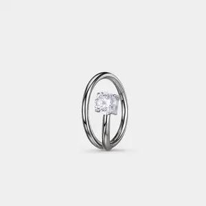 20G Clear CZ End Nose Hoop Hinged Segment Nose Ring