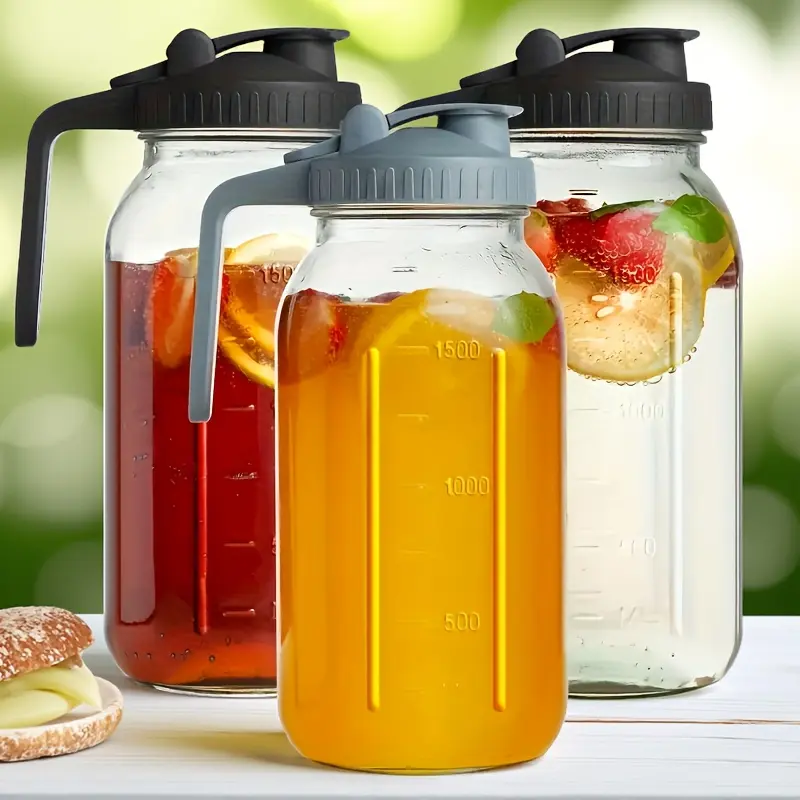 Stylish Transparent 64oz Hot-Safe Glass Water Bottle - Reusable Portable 1,000-2,000 ml Hydration Tumbler with Flip Leak-Proof Lid, Straw, Heat-Resistant Design, Washable; For Iced Coffee, Tea; Kitchen Drinkware Gift for Highland Cow Lovers Summerwins