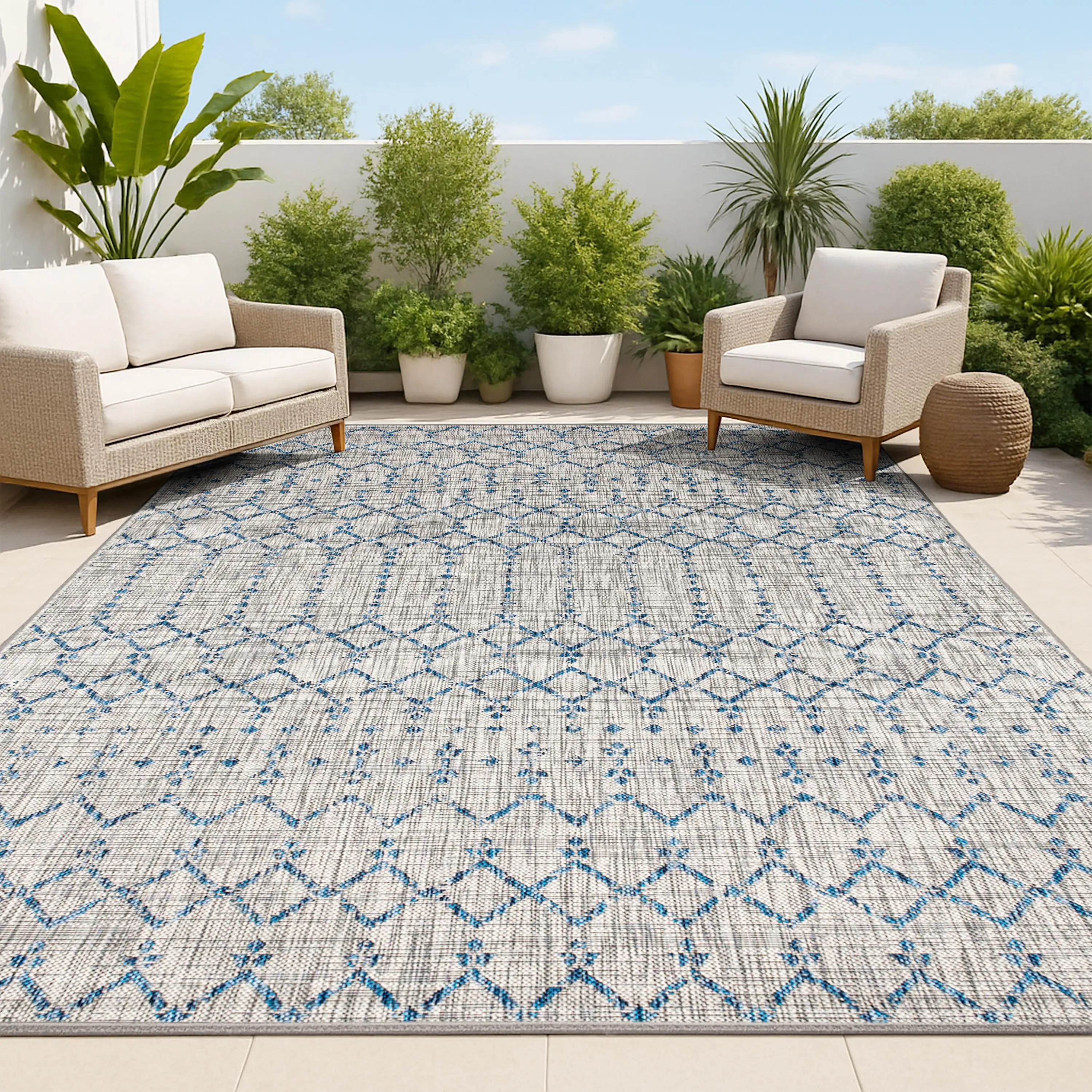 JONATHAN Y Ourika Moroccan Geometric Textured Flatweave Polypropylene Indoor-Outdoor Area Rug - Rugs with Designs for Living/Kitchen, Bedroom, Rugs For Bedroom
