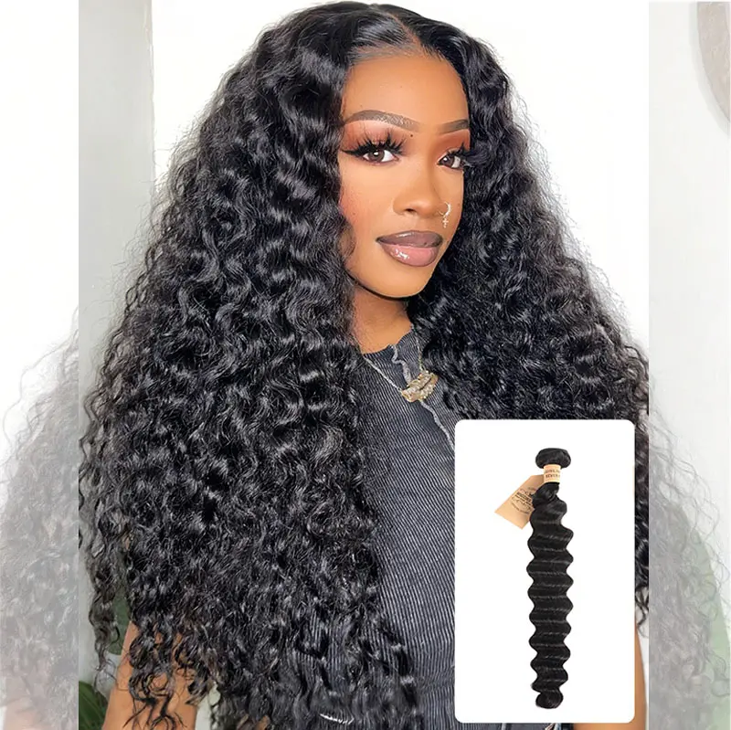 Wiggins Hair 30 Inch Long Bundles Loose Deep Wave & Yaki Straight Human Hair Bundles Brazilian Virgin Hair for Women, Heat Resistant