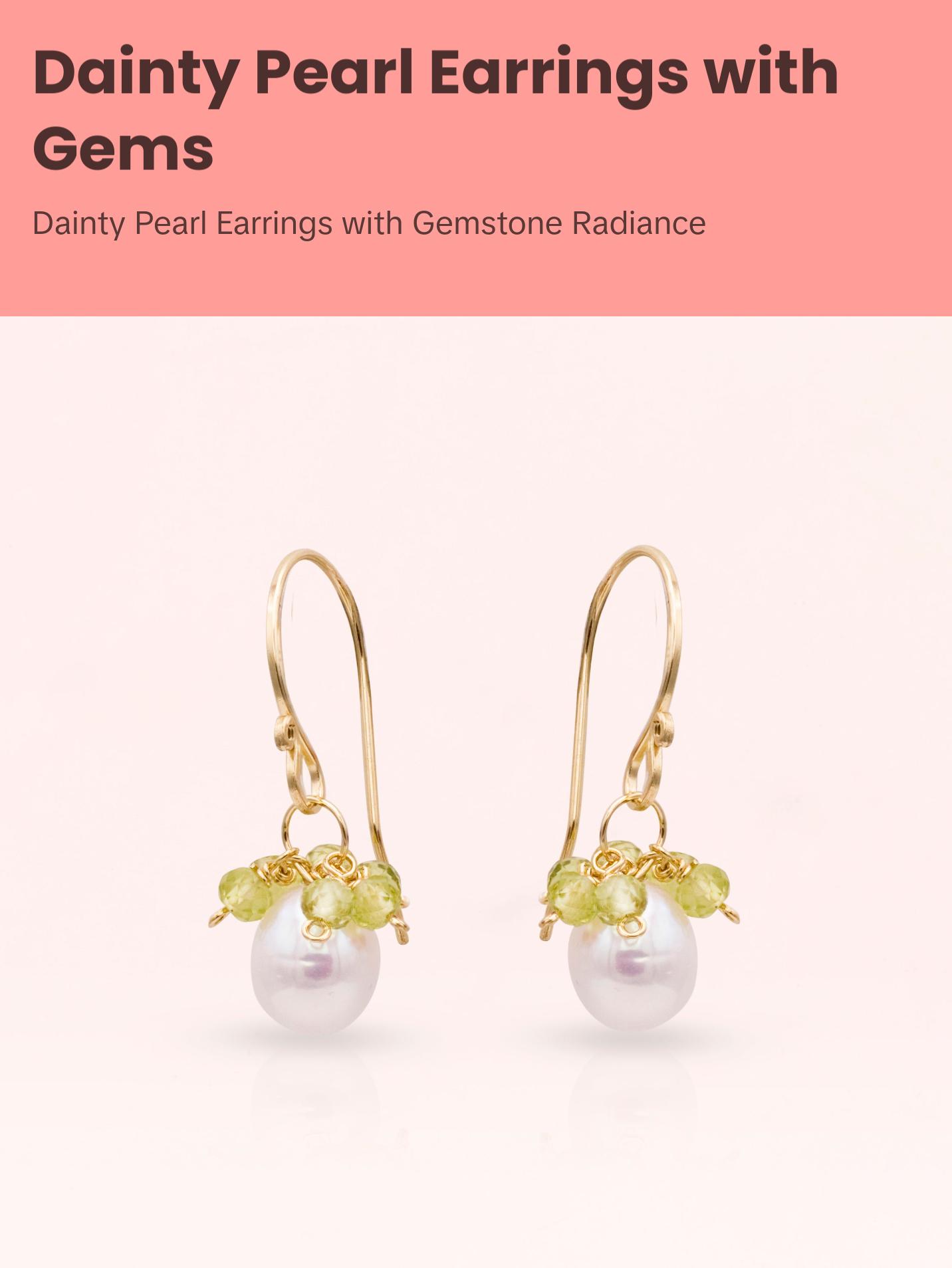 Pearl Earrings with Gemstone Cluster