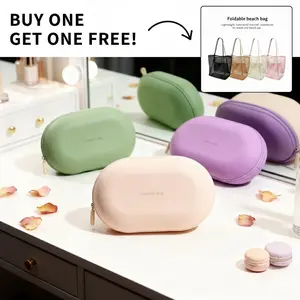 Buy 1 Get 1 Free Durable Silicone Waterproof Toiletry Bag, Leak-Resistant Travel Case for Skincare & Makeup Storage
