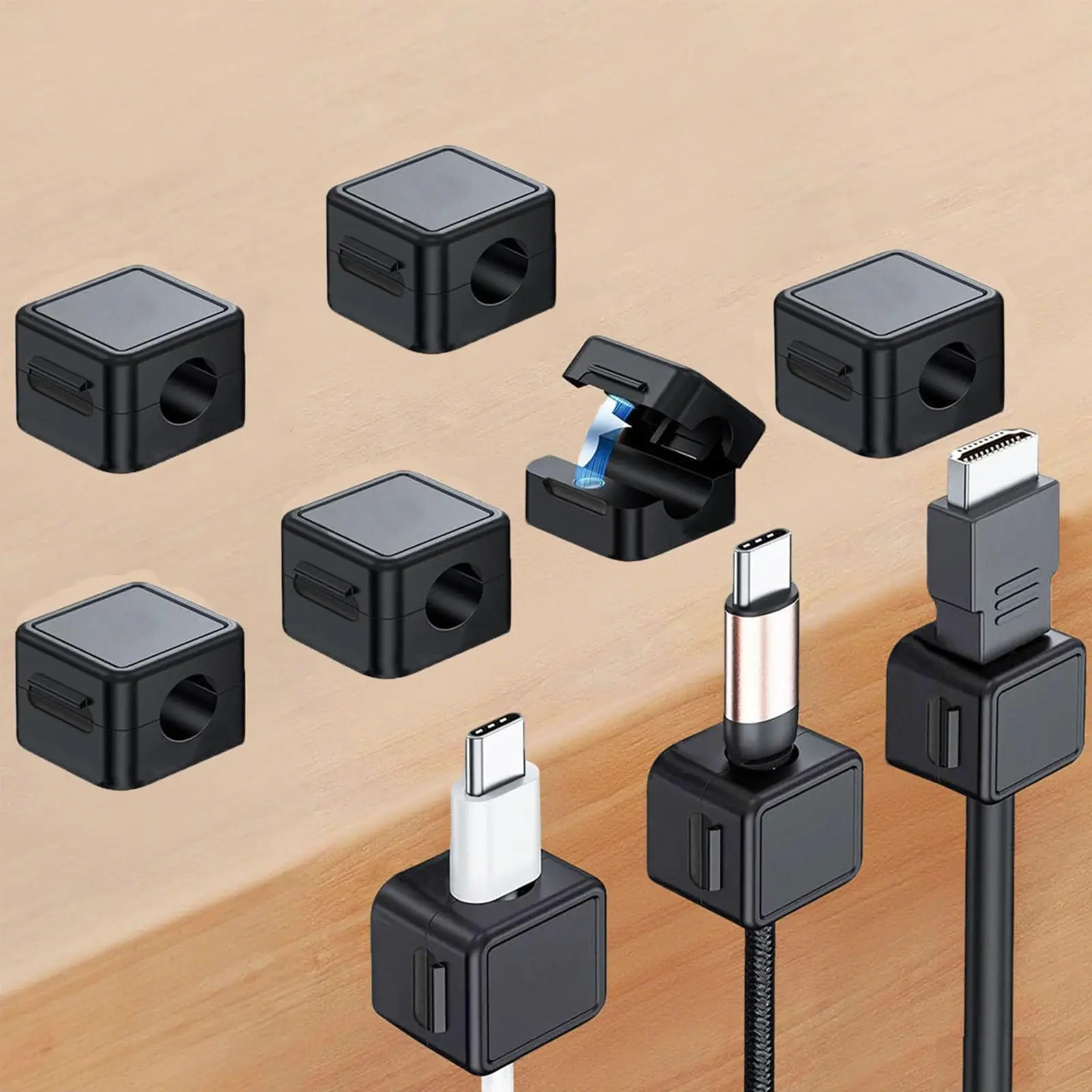 DGAPHRO 9-Pack Magnetic Cord Clips with 7.5mm Rotating Shaft - Adhesive Desk Organizers, Cord Organizer for Desk, Office Accessories (Clip-On Cable Holder for Home Office, Car - September Restock)
