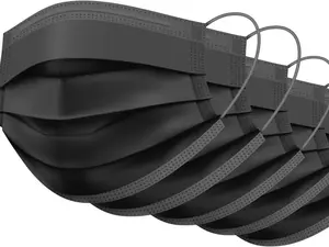 50/100-Pack Disposable Face Masks Adjustable Nosepiece Elastic Ear Bands Breathable Allergy-Free 3-Ply Adult Masks for Home Office School Outdoors Black