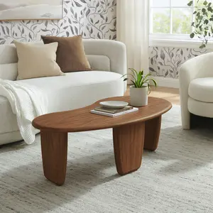 Vetra Kidney-Shaped Free Coffee Table in Walnut